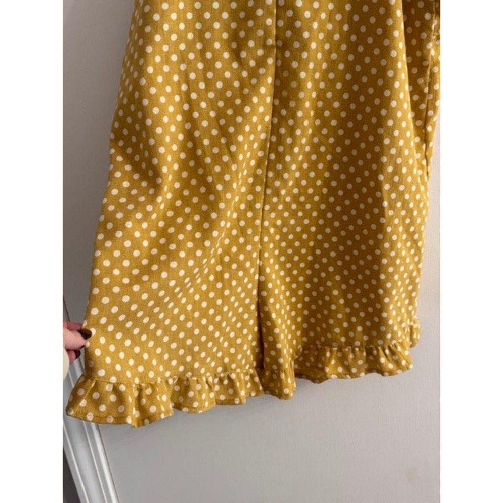 Hayden Los Angeles Yellow Polka Dot Ruffle Romper Mustard Medium - Picture 4 of 7